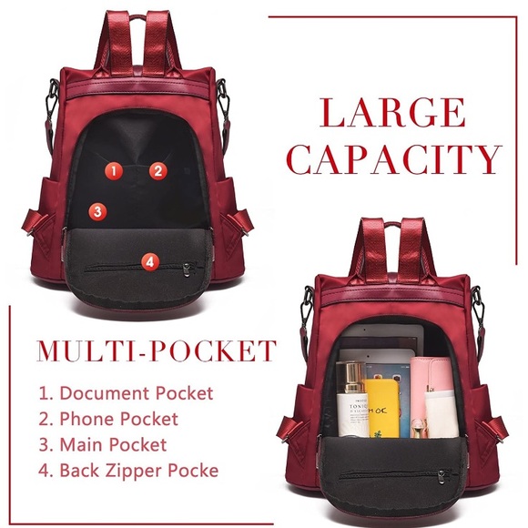 Backpack Waterproof Nylon Anti-theft Rucksack - Picture 4 of 6